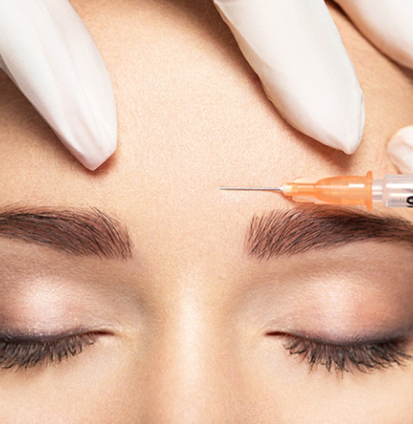 Closeup of patient getting Botox or Juvederm in Braintree