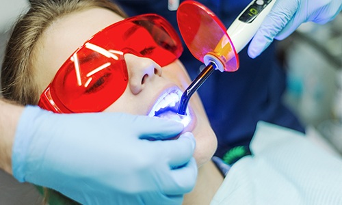 Patient receiving dental treatment