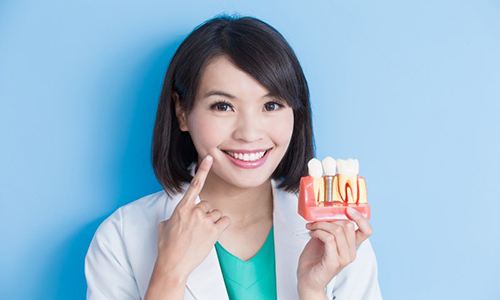 Braintree dentist with model of cost of dental implants in Braintree