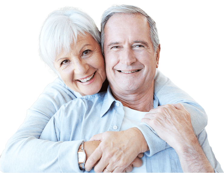 Smiling older man and woman