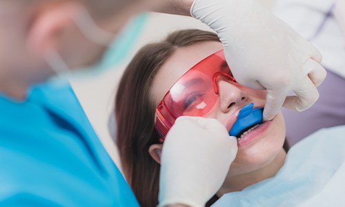 Patient receiving fluoride treatment