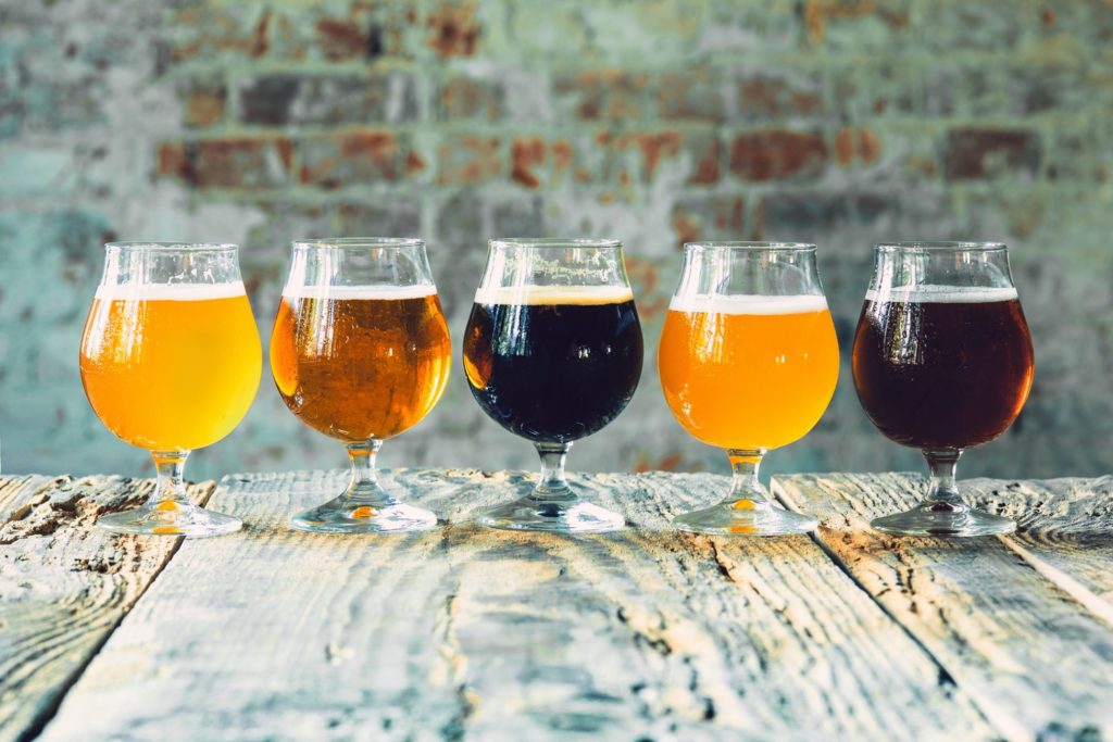 Assortment of beer on table