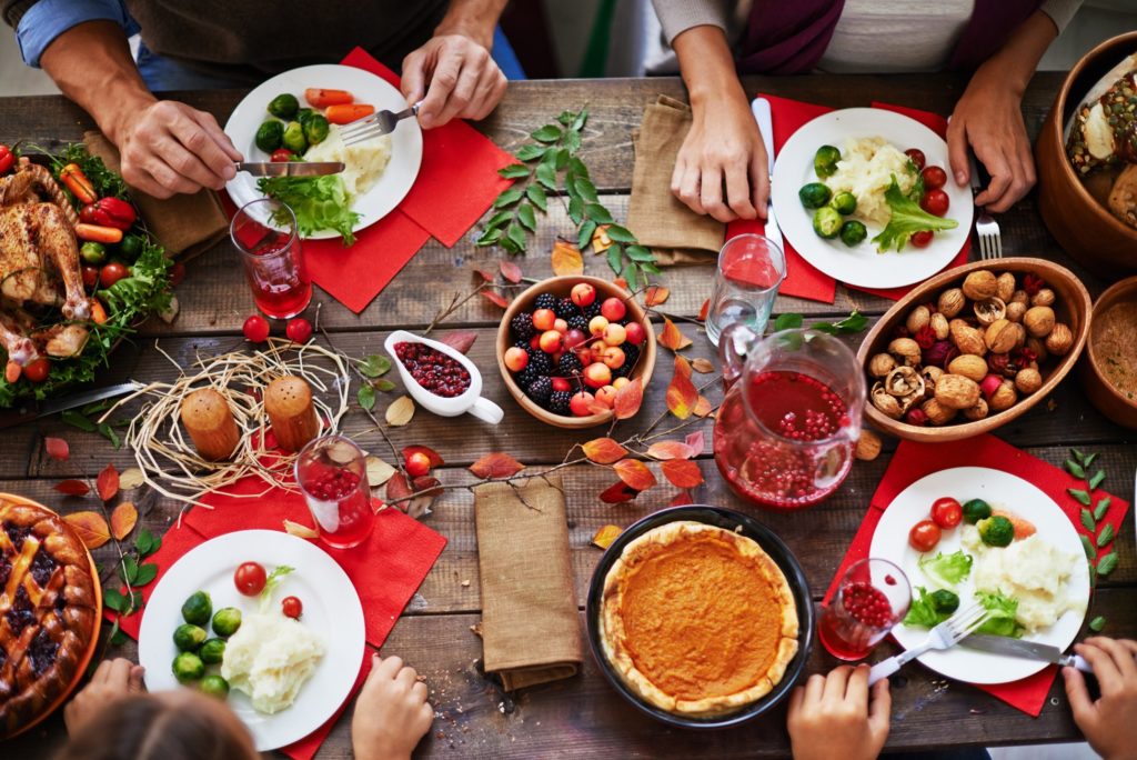 Spread of Thanksgiving foods